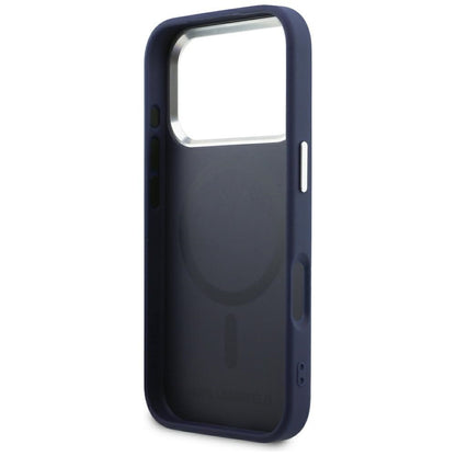 MagSafe Case for Apple iPhone 18 Pro / 17 Pro, Karl Lagerfeld, Embossed Open Ring RSG Logo, Blue