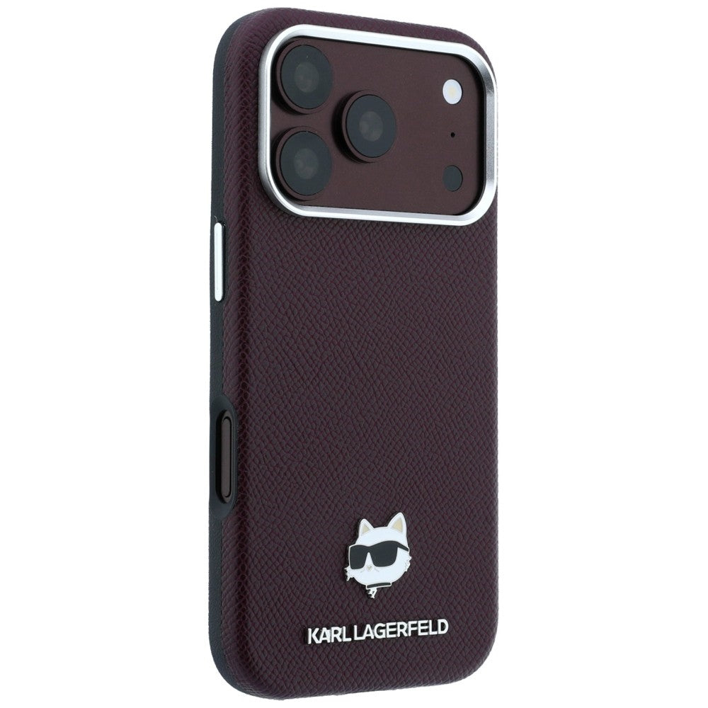 MagSafe Case for Apple iPhone 18 Pro / 17 Pro, Karl Lagerfeld, Grained Choupette Head, Burgundy