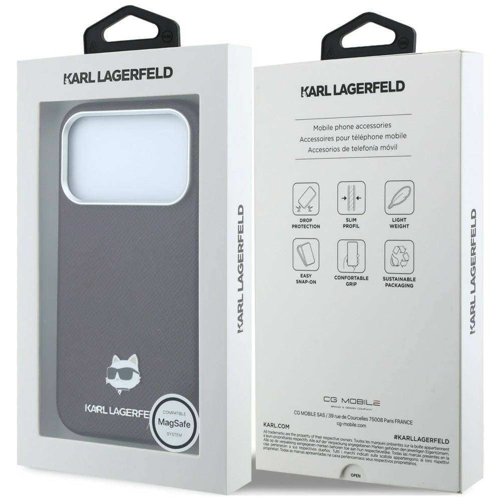 MagSafe Case for Apple iPhone 18 Pro / 17 Pro, Karl Lagerfeld, Grained Choupette Head, Burgundy