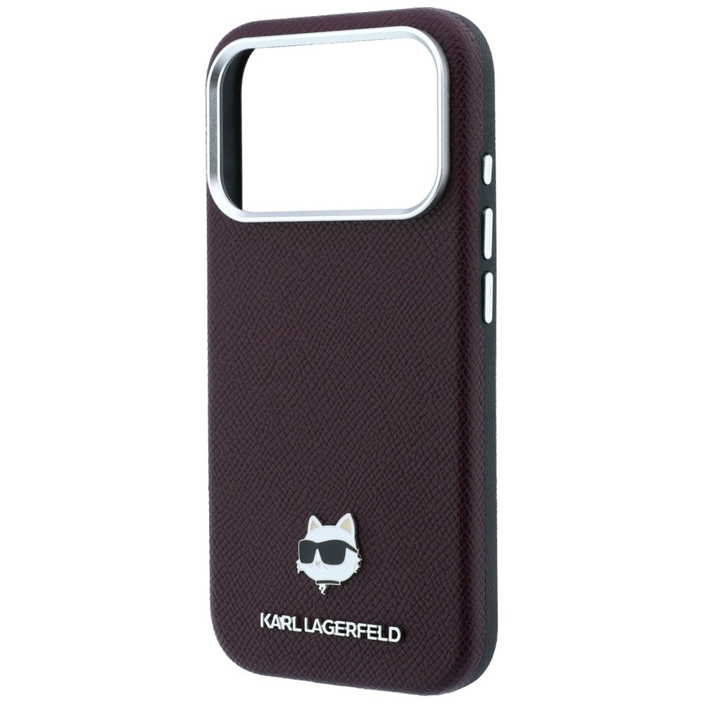 MagSafe Case for Apple iPhone 18 Pro / 17 Pro, Karl Lagerfeld, Grained Choupette Head, Burgundy