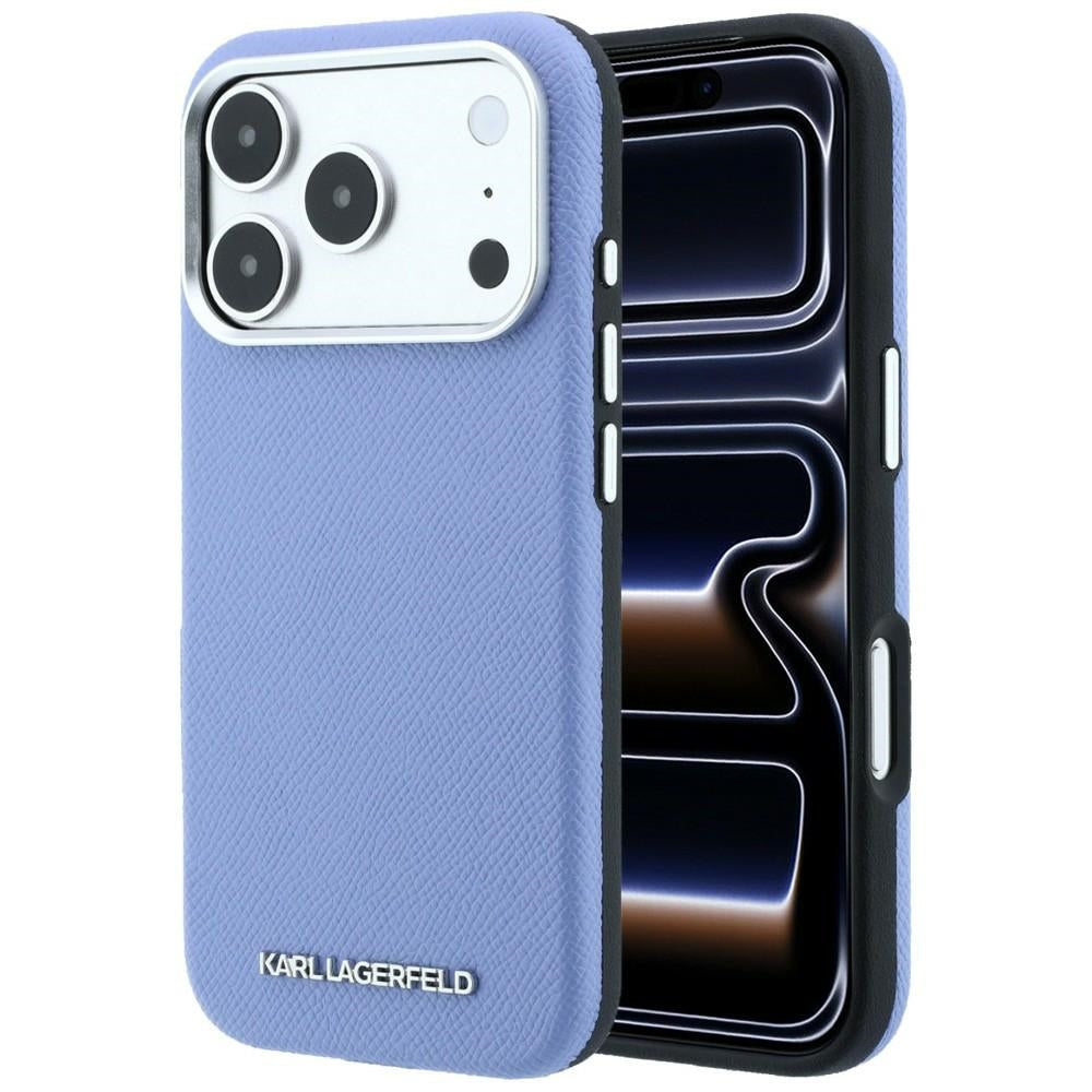 MagSafe Case for Apple iPhone 18 Pro / 17 Pro, Karl Lagerfeld, Grained Elongated Logo, Blue