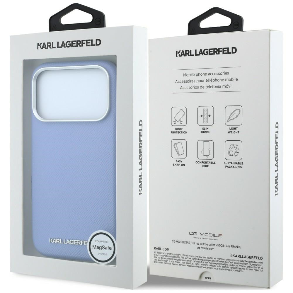 MagSafe Case for Apple iPhone 18 Pro / 17 Pro, Karl Lagerfeld, Grained Elongated Logo, Blue