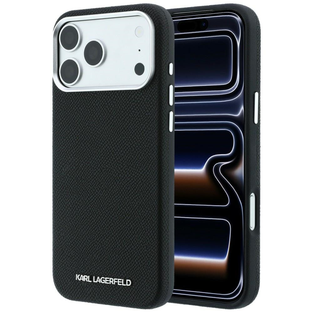MagSafe Case for Apple iPhone 18 Pro / 17 Pro, Karl Lagerfeld, Grained Elongated Logo, Black