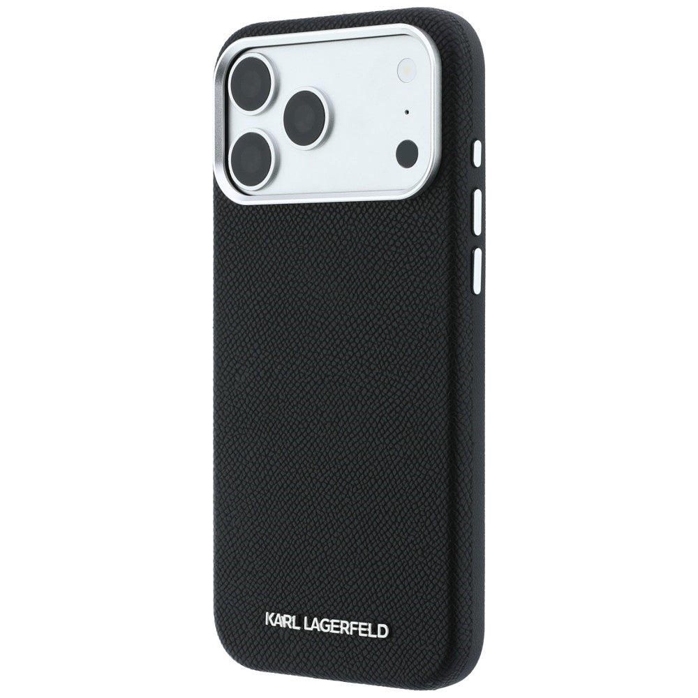MagSafe Case for Apple iPhone 18 Pro / 17 Pro, Karl Lagerfeld, Grained Elongated Logo, Black