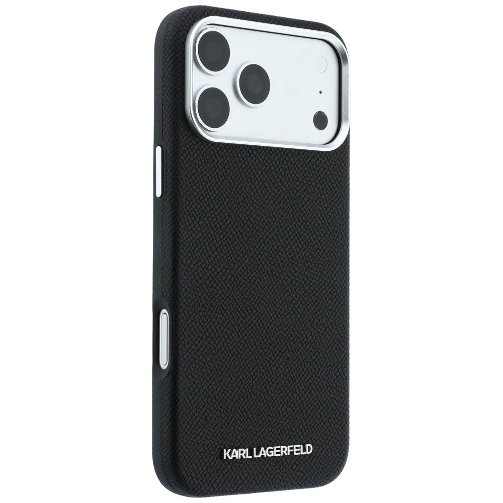 MagSafe Case for Apple iPhone 18 Pro / 17 Pro, Karl Lagerfeld, Grained Elongated Logo, Black