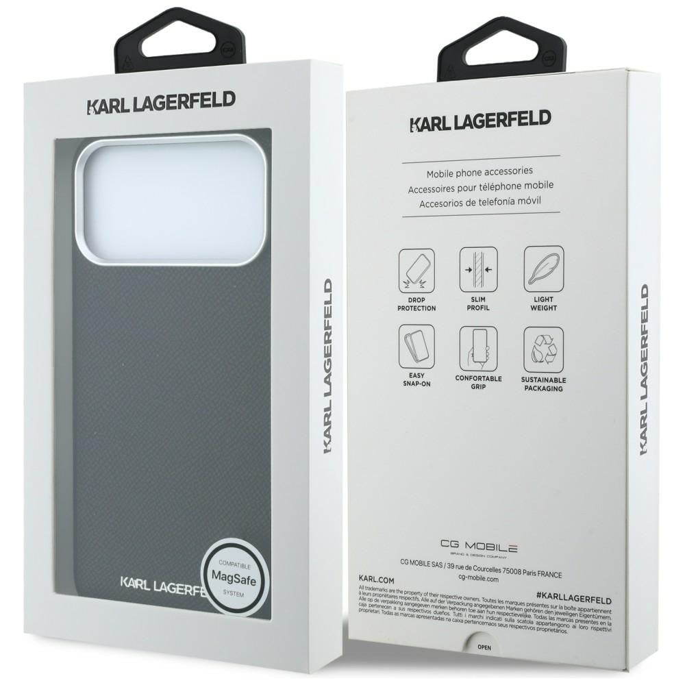 MagSafe Case for Apple iPhone 18 Pro / 17 Pro, Karl Lagerfeld, Grained Elongated Logo, Black