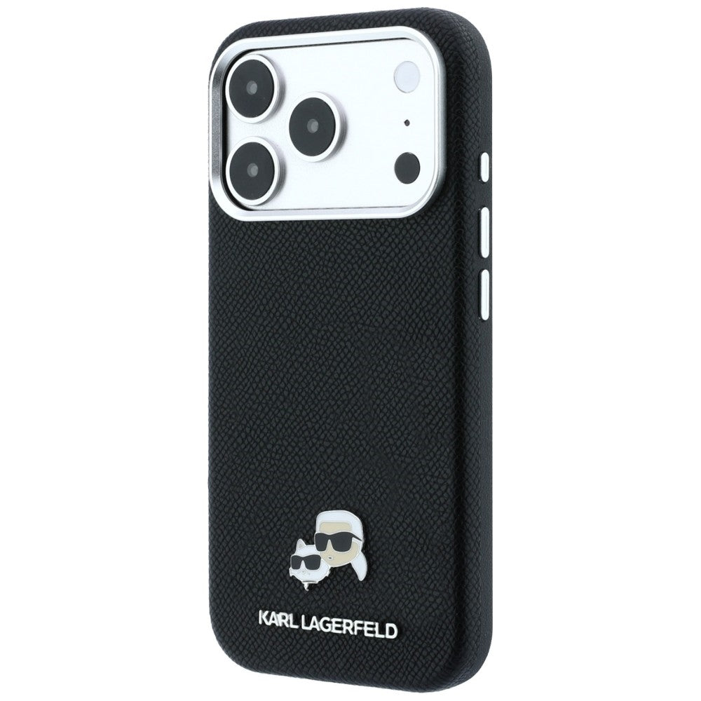 MagSafe Case for Apple iPhone 18 Pro / 17 Pro, Karl Lagerfeld, Grained KC Heads, Black