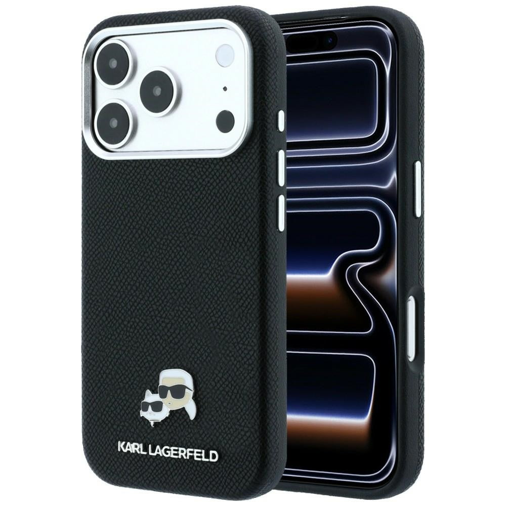 MagSafe Case for Apple iPhone 18 Pro / 17 Pro, Karl Lagerfeld, Grained KC Heads, Black