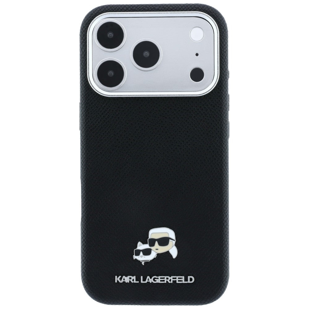 MagSafe Case for Apple iPhone 18 Pro / 17 Pro, Karl Lagerfeld, Grained KC Heads, Black