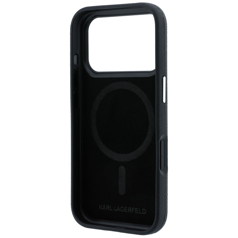 MagSafe Case for Apple iPhone 18 Pro / 17 Pro, Karl Lagerfeld, Grained KC Heads, Black
