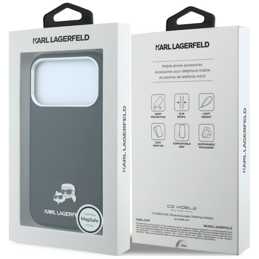 MagSafe Case for Apple iPhone 18 Pro / 17 Pro, Karl Lagerfeld, Grained KC Heads, Black