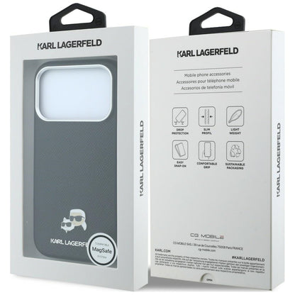 MagSafe Case for Apple iPhone 18 Pro / 17 Pro, Karl Lagerfeld, Grained KC Heads, Black