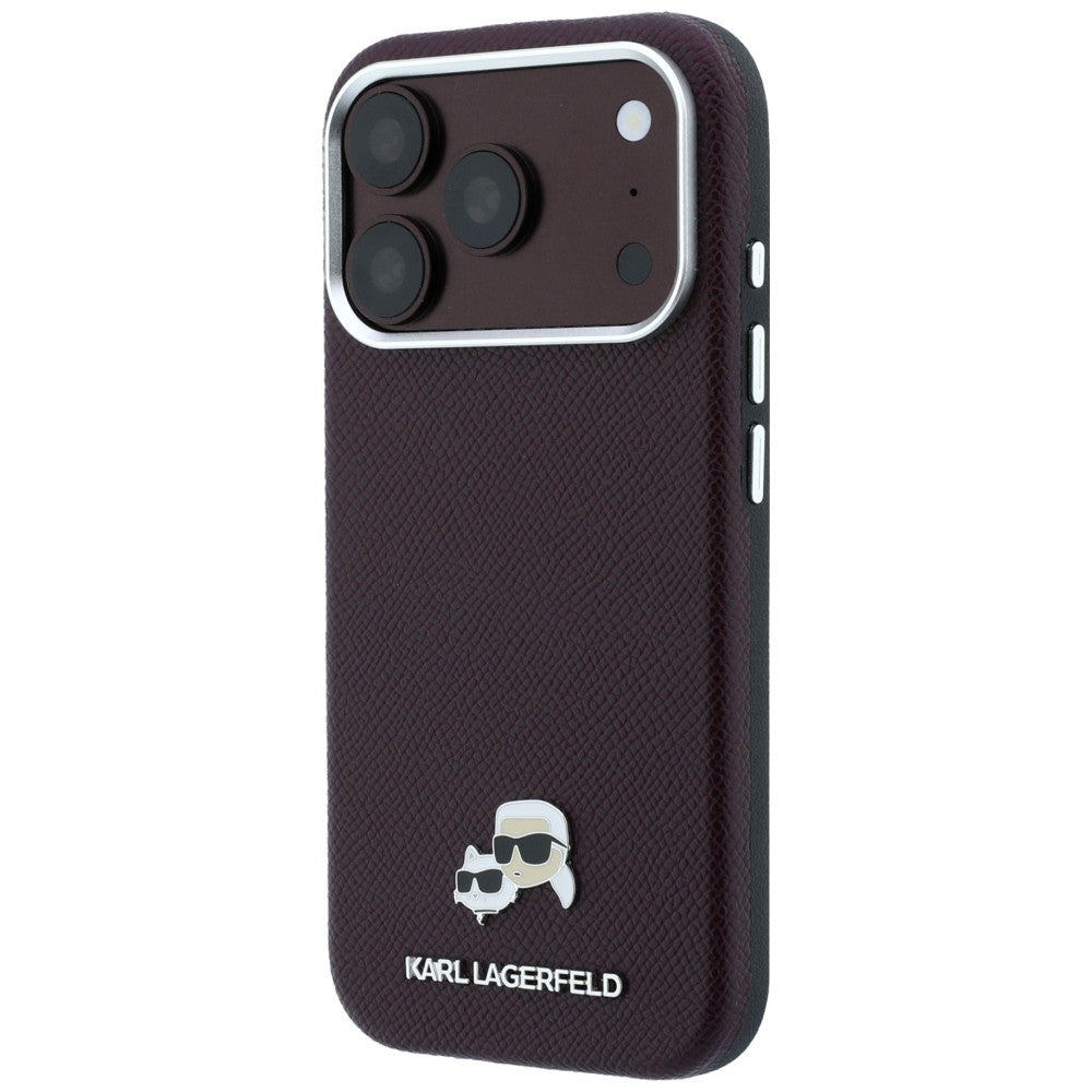 MagSafe Case for Apple iPhone 18 Pro / 17 Pro, Karl Lagerfeld, Grained KC Heads, Burgundy