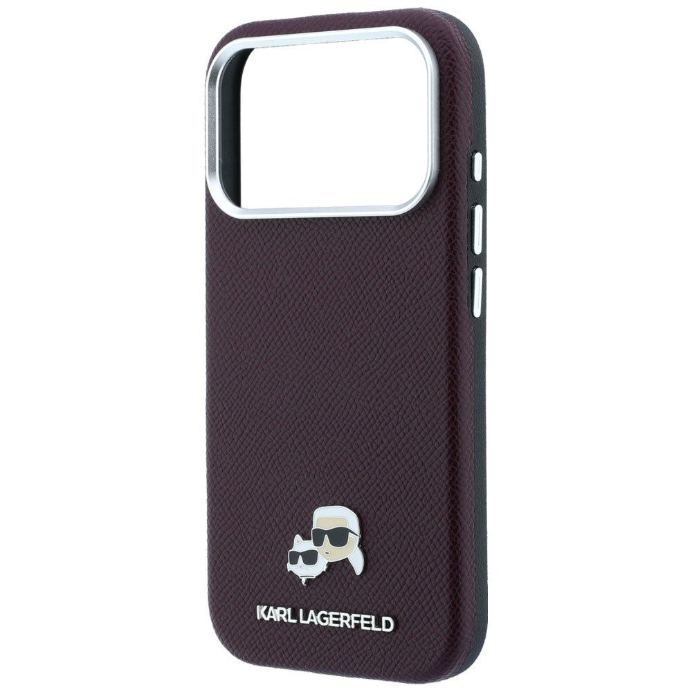 MagSafe Case for Apple iPhone 18 Pro / 17 Pro, Karl Lagerfeld, Grained KC Heads, Burgundy