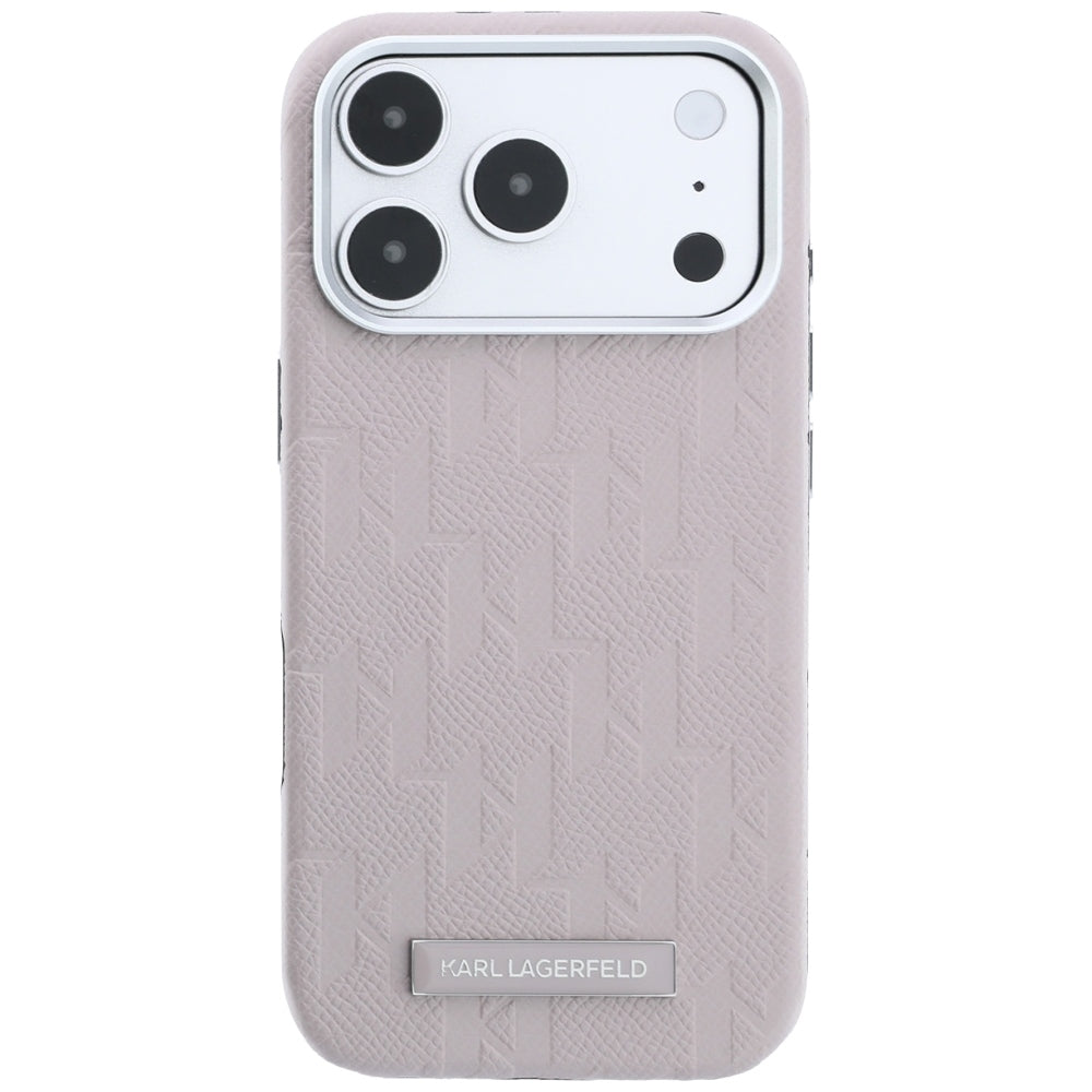 MagSafe Case for Apple iPhone 18 Pro / 17 Pro, Karl Lagerfeld, Grained Mono Resin Logo, Pink