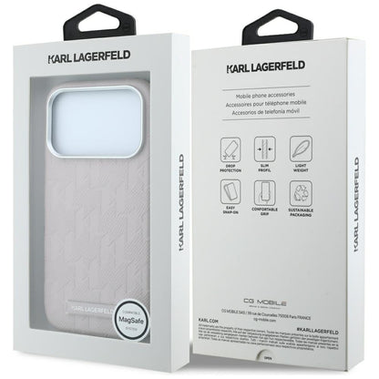 MagSafe Case for Apple iPhone 18 Pro / 17 Pro, Karl Lagerfeld, Grained Mono Resin Logo, Pink