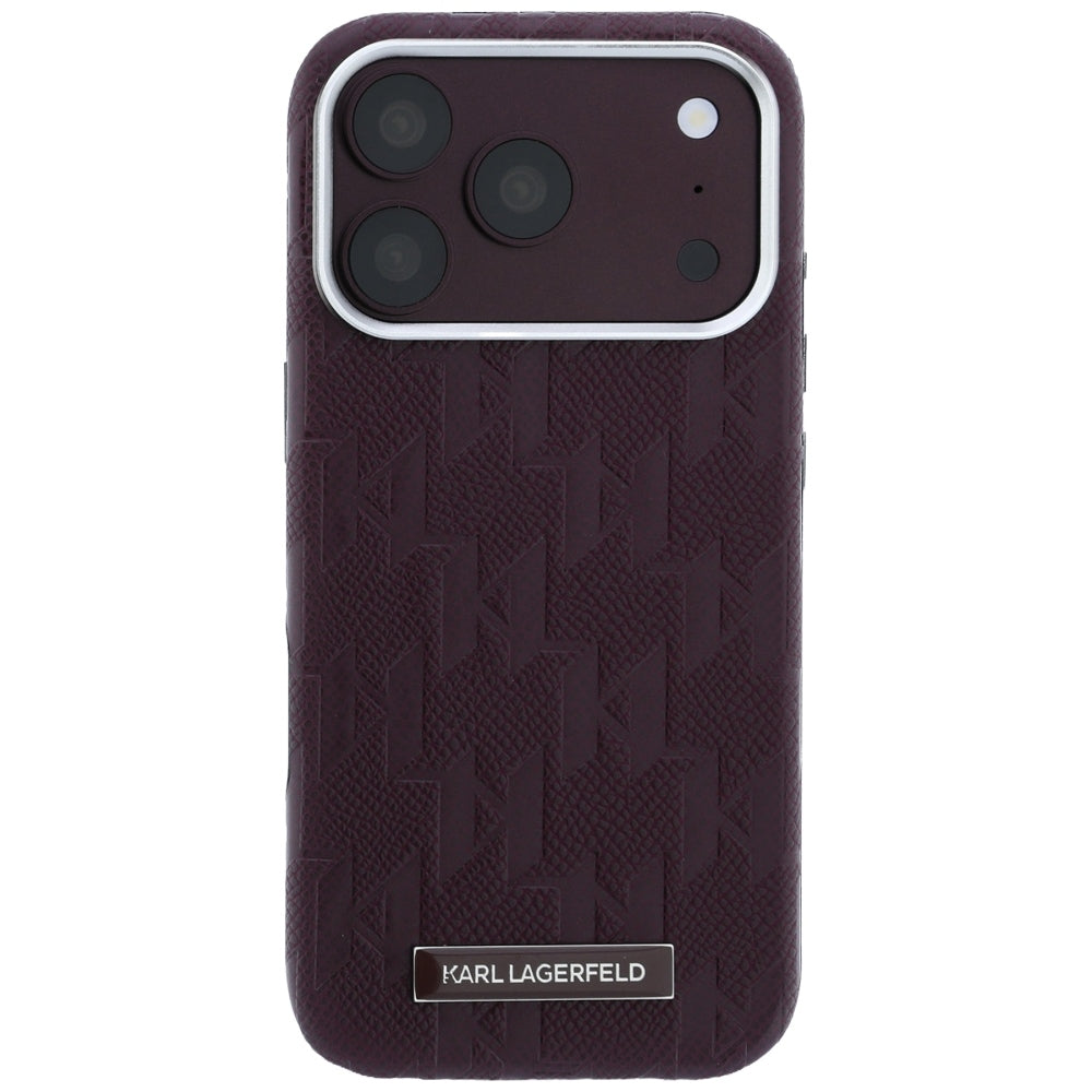 MagSafe Case for Apple iPhone 18 Pro / 17 Pro, Karl Lagerfeld, Grained Mono Resin Logo, Burgundy