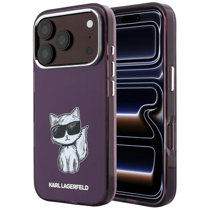 MagSafe Case for Apple iPhone 18 Pro / 17 Pro, Karl Lagerfeld, HC IML Choupette Body Sketch Print, Burgundy