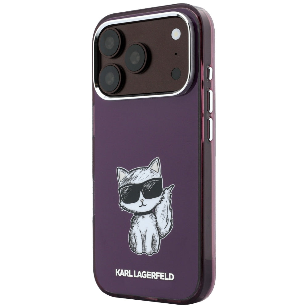 MagSafe Case for Apple iPhone 18 Pro / 17 Pro, Karl Lagerfeld, HC IML Choupette Body Sketch Print, Burgundy