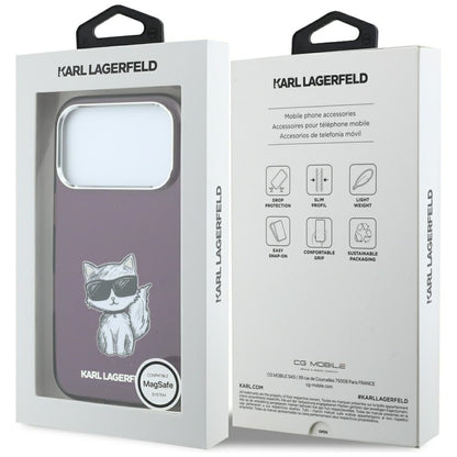 MagSafe Case for Apple iPhone 18 Pro / 17 Pro, Karl Lagerfeld, HC IML Choupette Body Sketch Print, Burgundy
