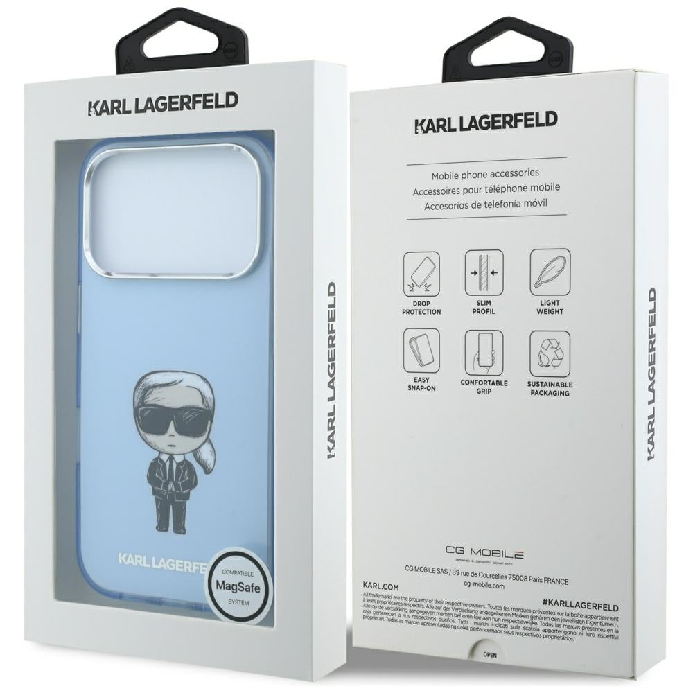 MagSafe Case for Apple iPhone 18 Pro / 17 Pro, Karl Lagerfeld, HC IML Ikonik Sketch Print, Blue