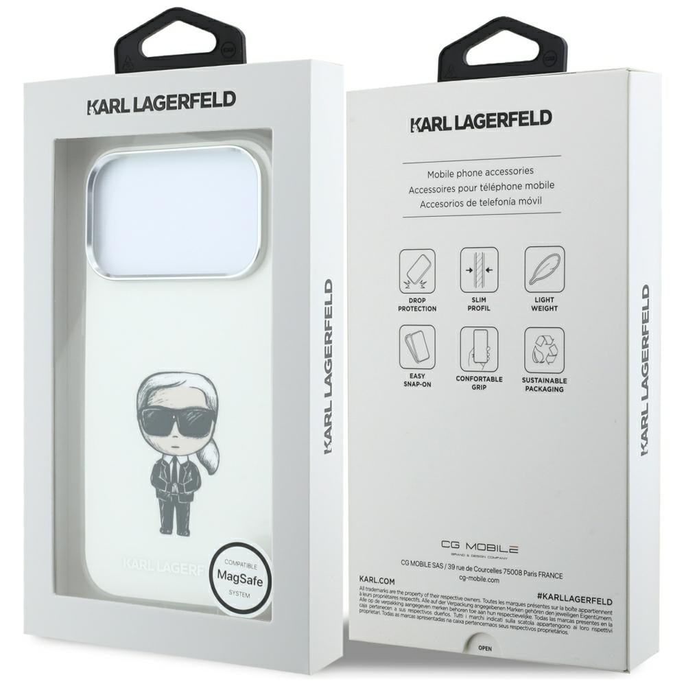 MagSafe Case for Apple iPhone 18 Pro / 17 Pro, Karl Lagerfeld, HC IML Ikonik Sketch Print, Beige