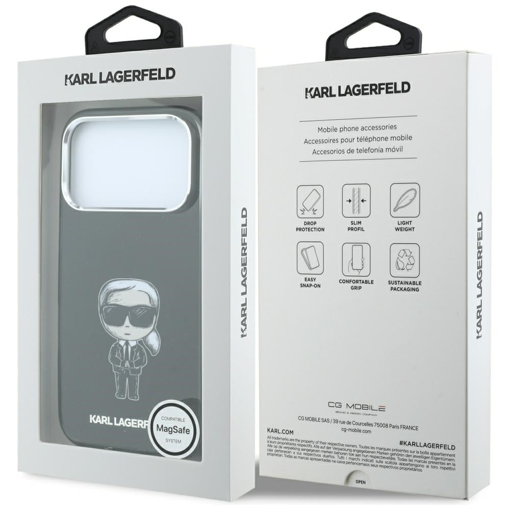 MagSafe Case for Apple iPhone 18 Pro / 17 Pro, Karl Lagerfeld, HC IML Ikonik Sketch Print, Black