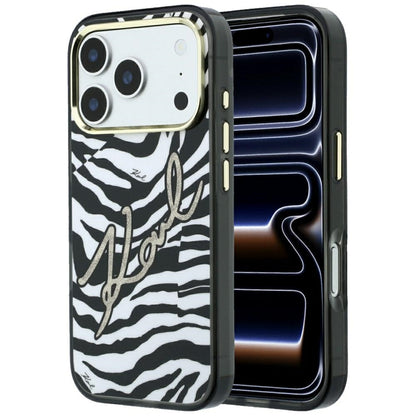 MagSafe Case for Apple iPhone 18 Pro / 17 Pro, Karl Lagerfeld, HC IML Signature Zebra Glitter Gold, Black