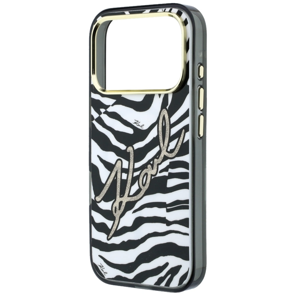 MagSafe Case for Apple iPhone 18 Pro / 17 Pro, Karl Lagerfeld, HC IML Signature Zebra Glitter Gold, Black