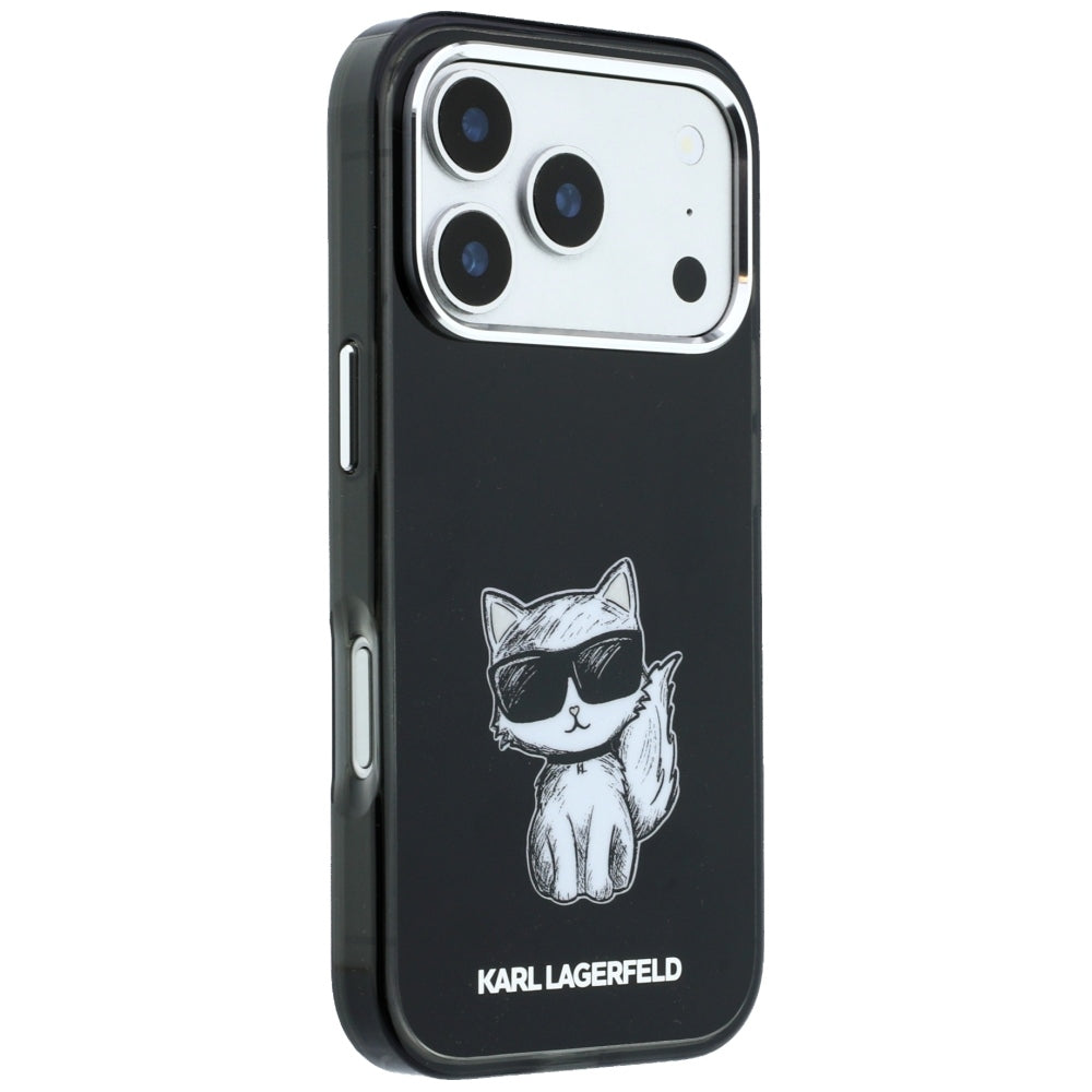 MagSafe Case for Apple iPhone 18 Pro / 17 Pro, Karl Lagerfeld, IML Choupette Body Sketch Print, Black