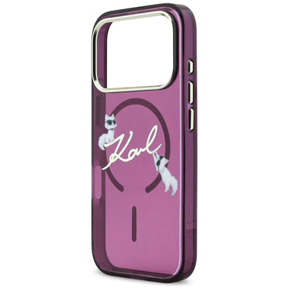 MagSafe Case for Apple iPhone 18 Pro / 17 Pro, Karl Lagerfeld, IML Choupette Karl Script Logo, Burgundy
