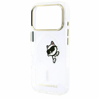 MagSafe Case for Apple iPhone 18 Pro / 17 Pro, Karl Lagerfeld, IML Peekaboo Print and Metal Frame, Transparent