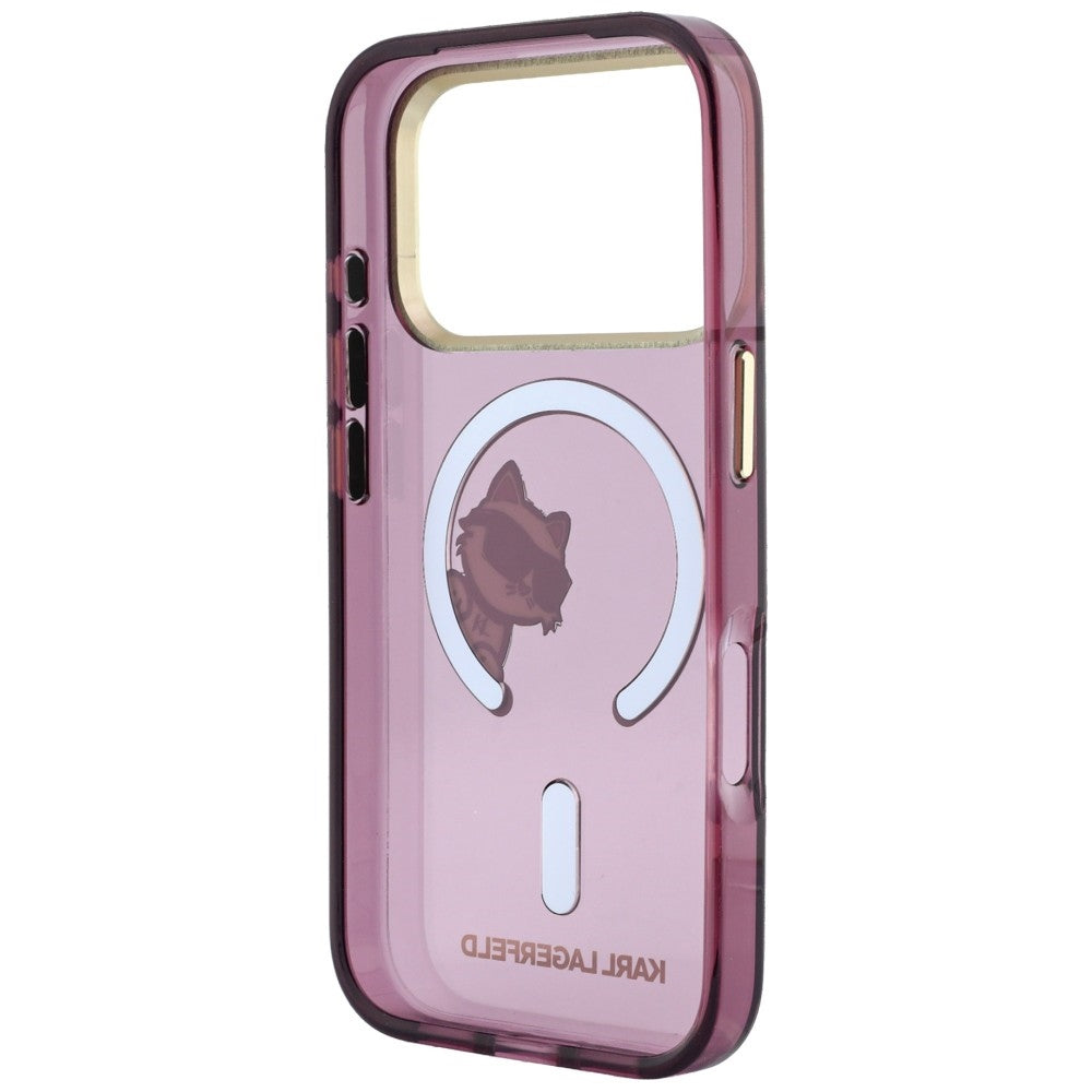 MagSafe Case for Apple iPhone 18 Pro / 17 Pro, Karl Lagerfeld, IML Peekaboo Print and Metal Frame, Burgundy