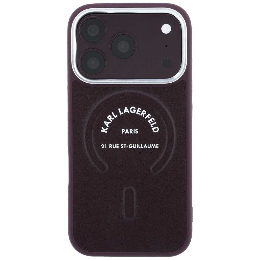 MagSafe Case for Apple iPhone 18 Pro / 17 Pro, Karl Lagerfeld, Ring Karl RSG Logo, Burgundy