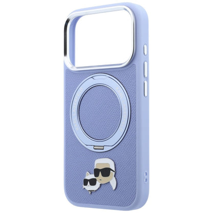 MagSafe Case for Apple iPhone 18 Pro / 17 Pro, Karl Lagerfeld, Ring Stand 360 Karl & Choupette Pin, Blue