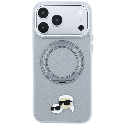 MagSafe Case for Apple iPhone 18 Pro / 17 Pro, Karl Lagerfeld, Ring Stand 360 Karl & Choupette Pin, Gray