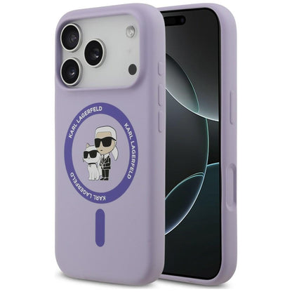 MagSafe Case for Apple iPhone 18 Pro / 17 Pro, Karl Lagerfeld, Silicone Ring Karl & Choupette, Purple