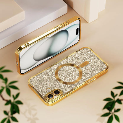 MagSafe Case for Apple iPhone 18 Pro / 17 Pro, Techsuit, Luxury Glitter, Rose Gold
