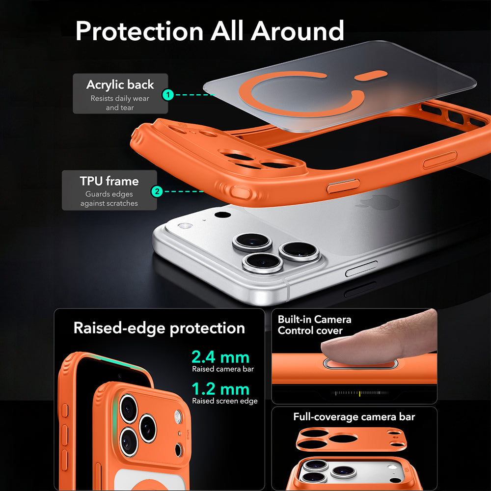 MagSafe Case for Apple iPhone 18 Pro Max / 17 Pro Max, ESR, Classic Hybrid, Satin Orange