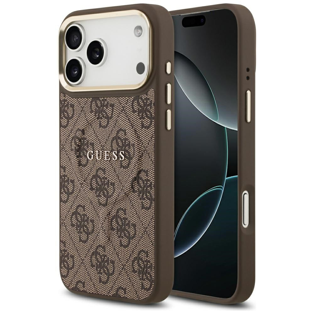 MagSafe Case for Apple iPhone 18 Pro Max / 17 Pro Max, Guess, 4G Embossed Ring Classic Logo, Brown