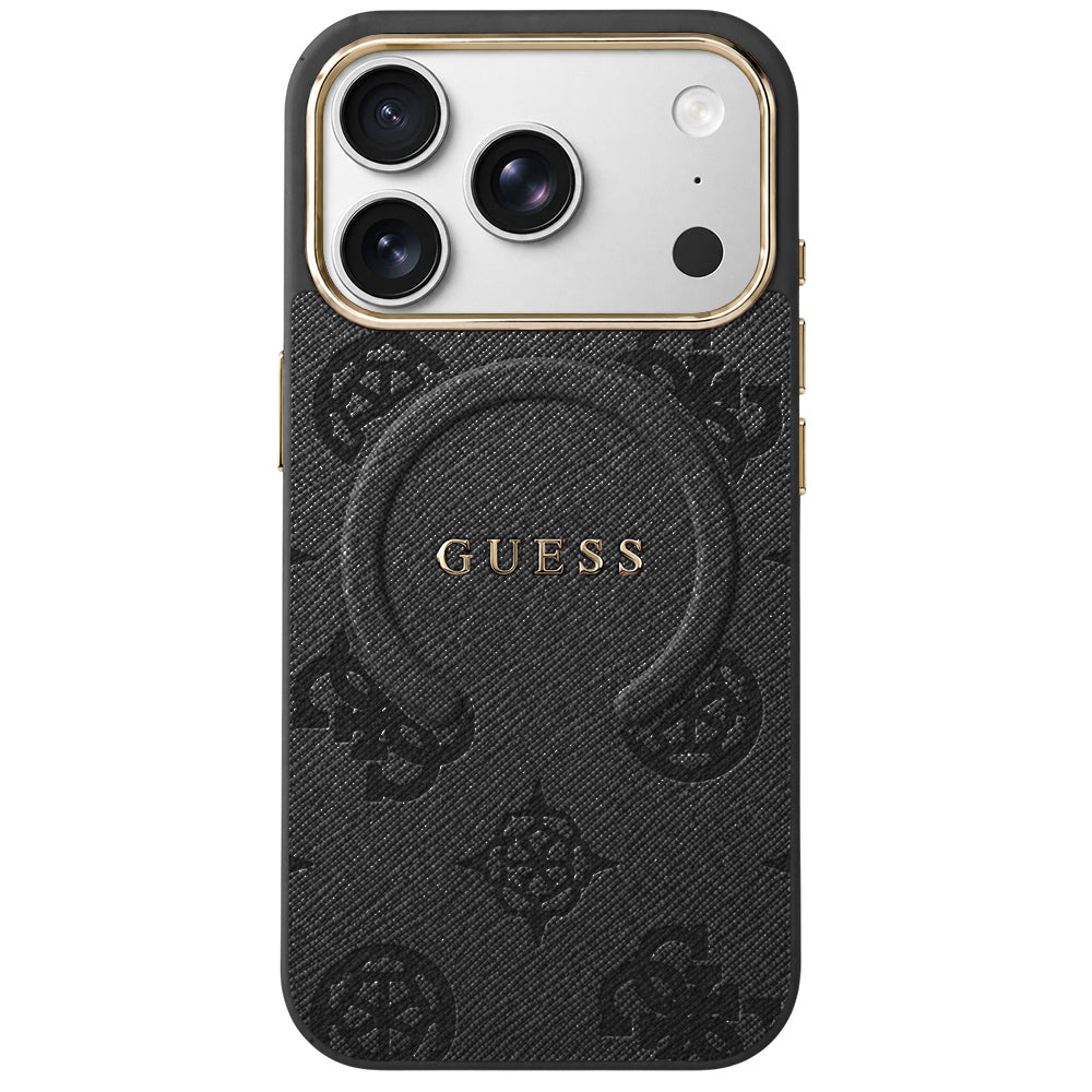 MagSafe Case for Apple iPhone 18 Pro Max / 17 Pro Max, Guess, 4G Embossed Ring Classic Logo, Black