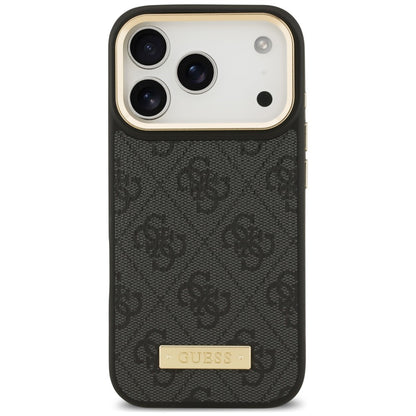 MagSafe Case for Apple iPhone 18 Pro Max / 17 Pro Max, Guess, 4G Logo Plate, Black
