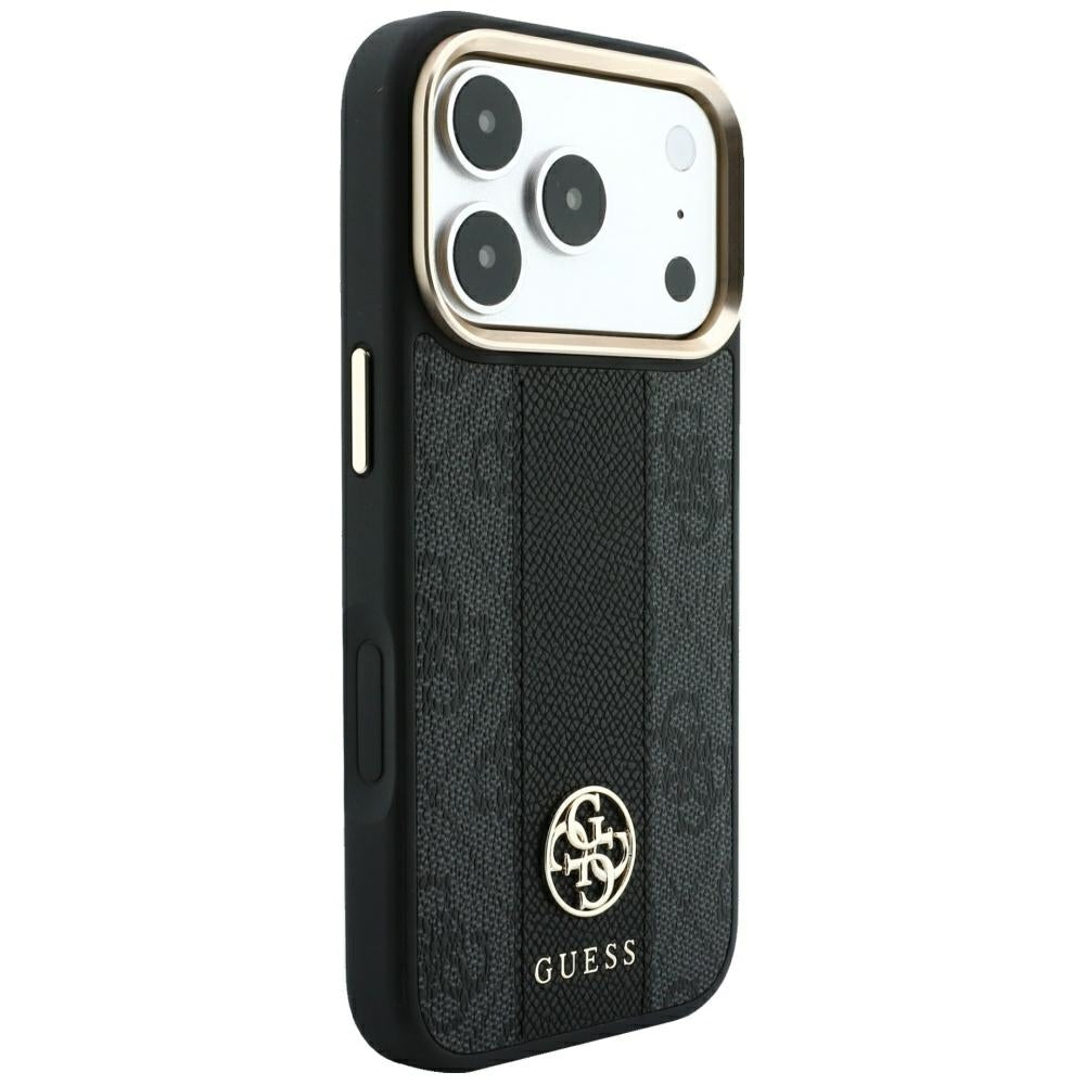 MagSafe Case for Apple iPhone 18 Pro Max / 17 Pro Max, Guess, 4G Stripe Round Classic Logo, Black