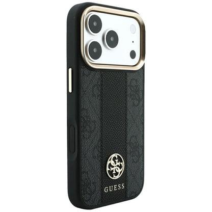 MagSafe Case for Apple iPhone 18 Pro Max / 17 Pro Max, Guess, 4G Stripe Round Classic Logo, Black