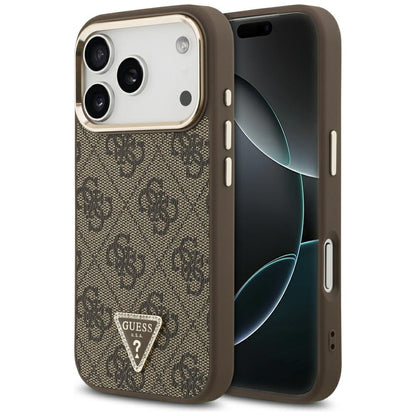 MagSafe Case for Apple iPhone 18 Pro Max / 17 Pro Max, Guess, 4G Triangle Logo, Brown