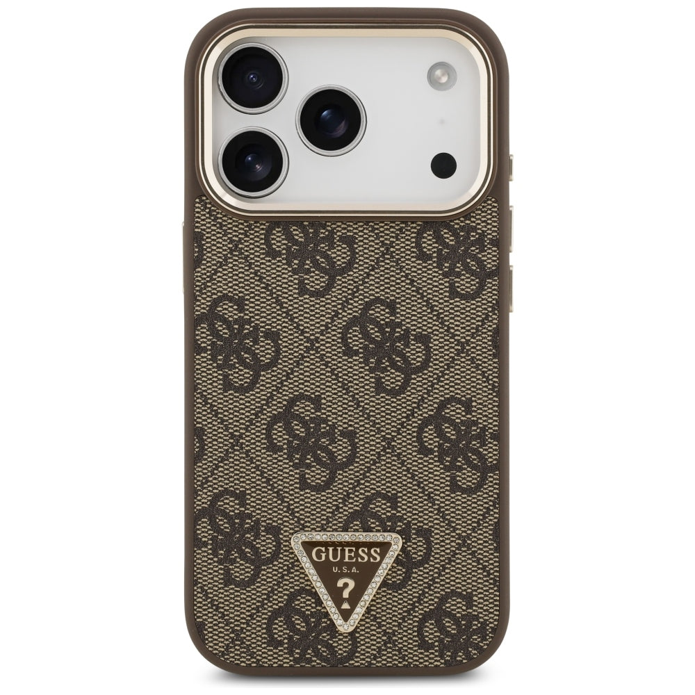 MagSafe Case for Apple iPhone 18 Pro Max / 17 Pro Max, Guess, 4G Triangle Logo, Brown