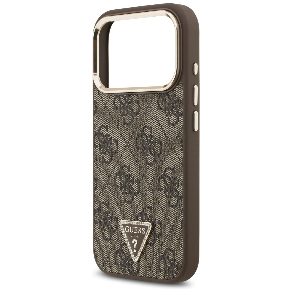 MagSafe Case for Apple iPhone 18 Pro Max / 17 Pro Max, Guess, 4G Triangle Logo, Brown