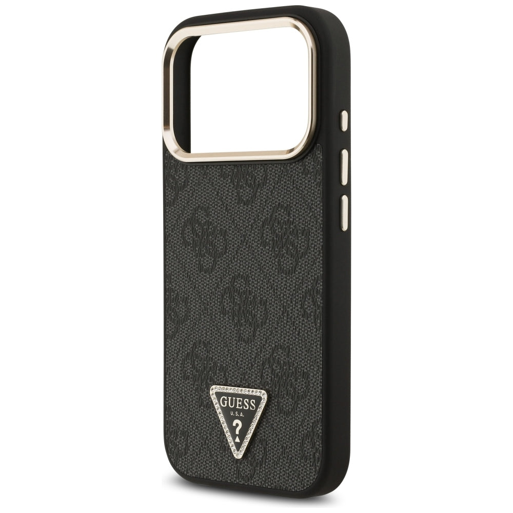 MagSafe Case for Apple iPhone 18 Pro Max / 17 Pro Max, Guess, 4G Triangle Logo, Black and Gold