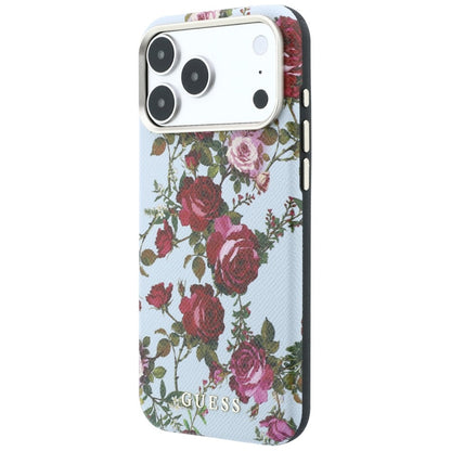 MagSafe Case for Apple iPhone 18 Pro Max / 17 Pro Max, Guess, Blossom Roses Print, Blue