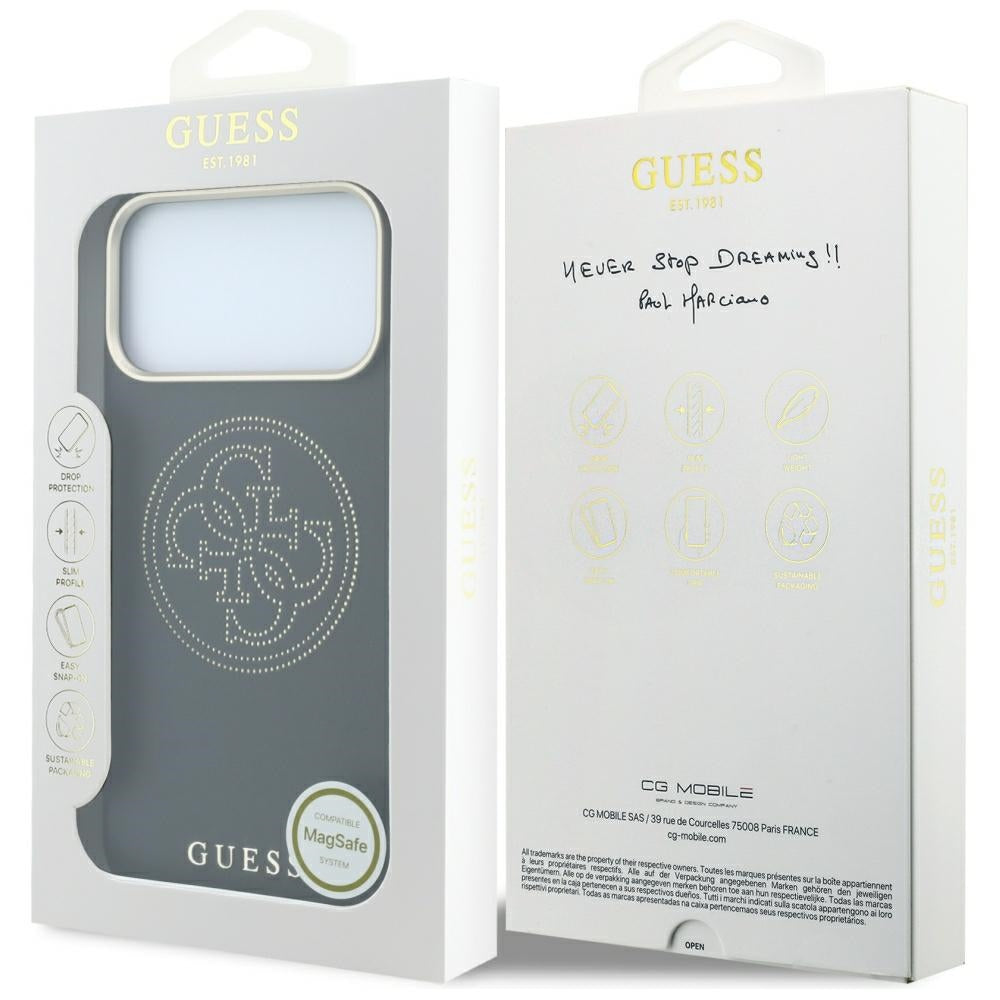 MagSafe Case for Apple iPhone 18 Pro Max / 17 Pro Max, Guess, Perforated 4G, Black